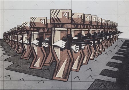 IBRAHIM KODRA (1918-2006) Senza Titolo Litografia Cm 39,5x56,5 Firma e...