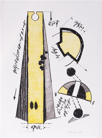 KENJIRO AZUMA (1926-2016) Senza Titolo, 1974 Litografia Cm 62x46 Firma,...