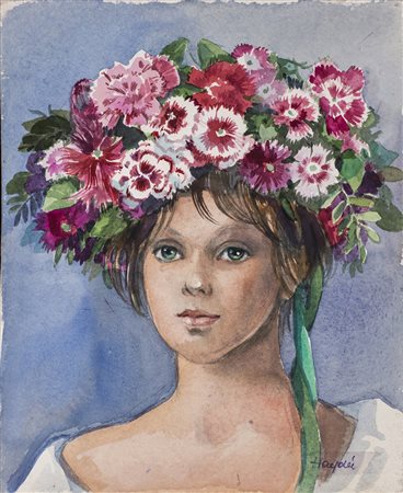 ANONIMO Senza Titolo Acquerello su cartoncino Cm 30,5x24,5 Firma al fronte...