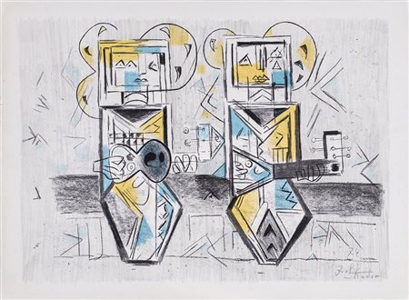 IBRAHIM KODRA (1918-2006) Senza Titolo, 1974 Litografia Cm 46x62,5 Firma e...