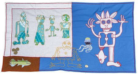 FILIPPO BIAGIOLI (1975) Stoffa Rituale, 2014 Tecnica mista e ricami su stoffa...