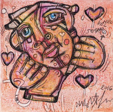 MARTINO DELEGO (1956) Senza Titolo, 2016 Olio su tela Cm 20x20 Firma e...