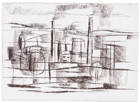 GIAMBAR (1938) Fabbriche, 1972 Pastelli su carta Cm 25x34,7 Firma al fronte...