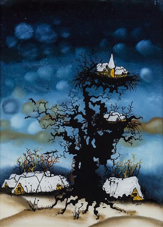 M. MARAS Senza Titolo, 1977 Olio su vetro Cm 38X28